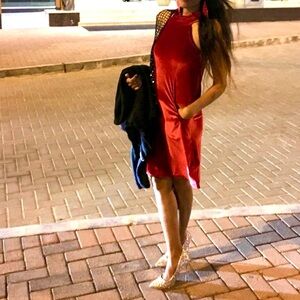 Elegant Red Halter neck dress